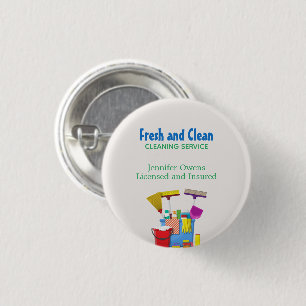 Modern Cleaning Bucket Housekeeping Service 1 Inch Round Button
