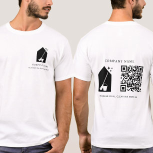 Modern Cleaning Cleaner Service Logo QR Code White T-Shirt