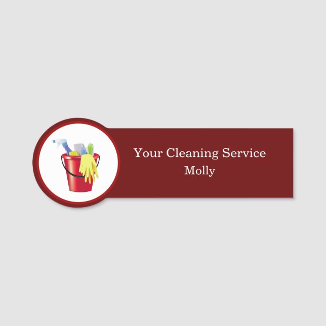 Modern Cleaning Service Employee Name Tags (Front)
