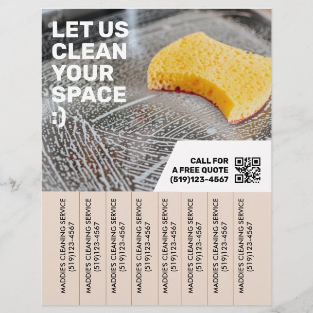 Modern Cleaning service tear off flyer (Front)