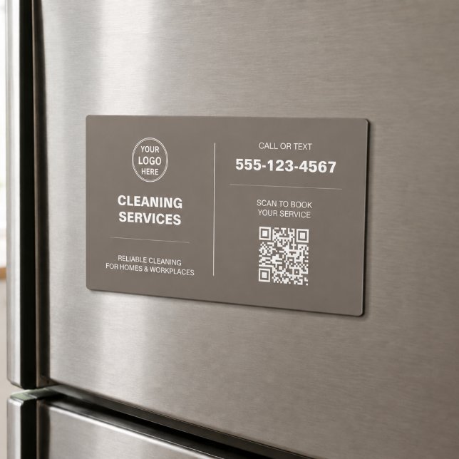Modern Cleaning Services Logo QR Magnetic Card (Modern Cleaning Services Logo QR Magnetic Card)