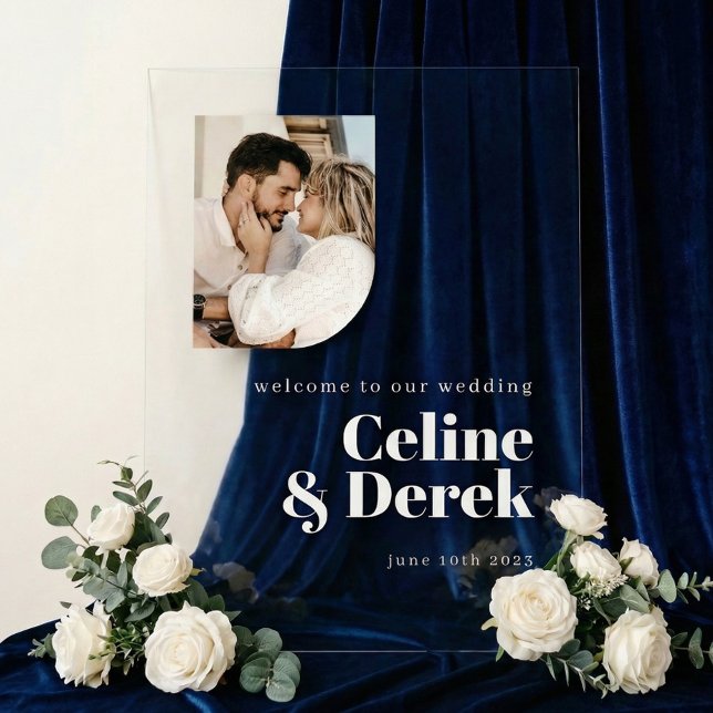 Modern Clear Wedding Photo Welcome Acrylic Sign (Creator Uploaded)