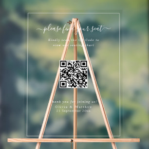 Modern Clear Wedding QR Code Seating Chart Acrylic