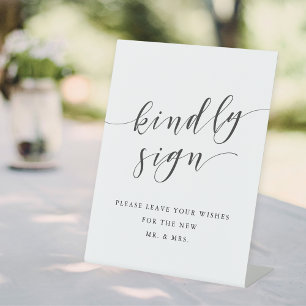 Modern Clligraphy Wedding Guest Book Pedestal Sign