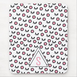 Modern Closed Eyes Dot Geometric Triangle Monogram Mouse Pad