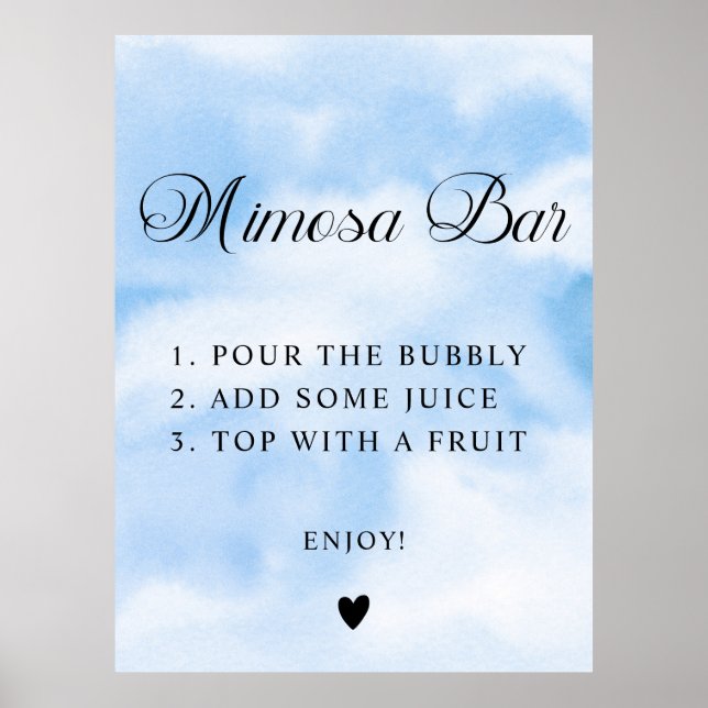 Modern Cloud Nine Bridal Shower Mimosa Bar Sign (Front)