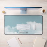 Modern clouds sky desk mat<br><div class="desc">Modern business card with sky & clouds design. Insert your name and data. You can personalize the font and colour individually.</div>