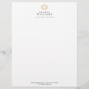 Modern Clover Gold Logo Luxury Boutique Letterhead