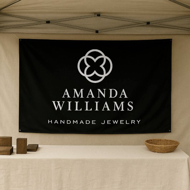 Modern Clover Logo Luxury Boutique Black Banner (Creator Uploaded)