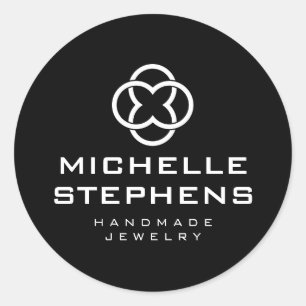 Modern Clover Logo Luxury Boutique Black Classic Round Sticker