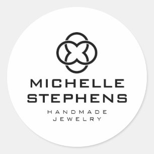 Modern Clover Logo Luxury Boutique White Classic Round Sticker