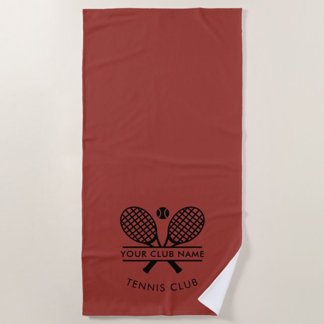 Modern Club Name Tennis Icons Custom Beach Towel (Front)