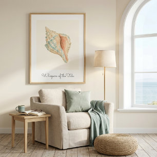 Modern Coastal Conch Shell Wall Art Poster