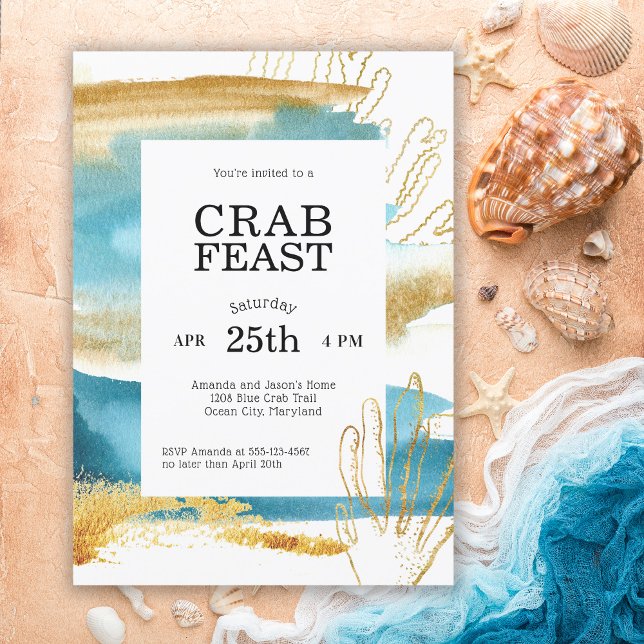 Modern Coastal Crab Feast Party Invitation (Creator Uploaded)