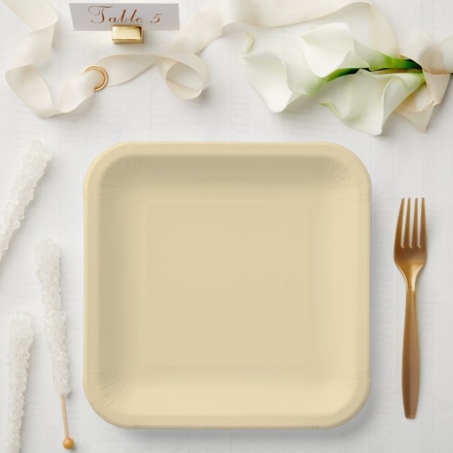 Modern coastal cream solid paper plate (Wedding)