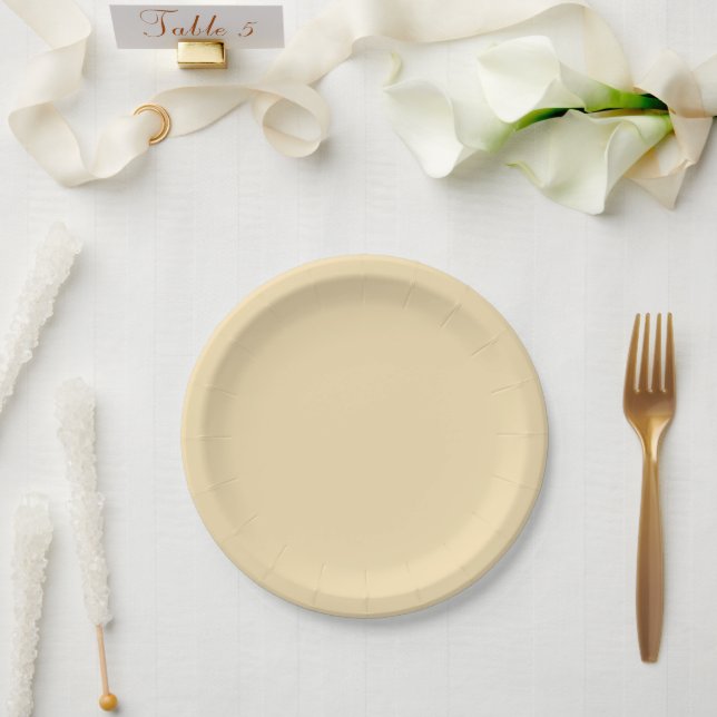 Modern coastal cream solid paper plate (Wedding)