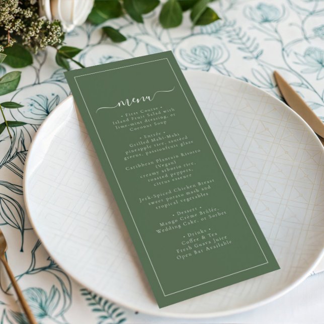 Modern Coastal Green Palm Tree Wedding Menu (Creator Uploaded)