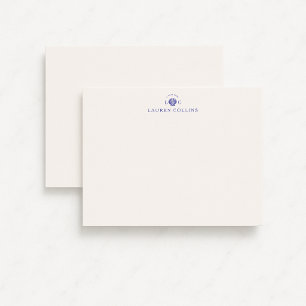 Modern Coastal Monogram Seashell Note Card