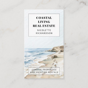 Modern Coastal Realtor Real Estate Business Card