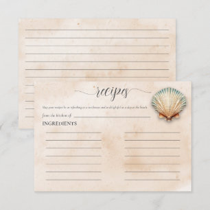 Modern Coastal Seashell Sand Bridal Shower Recipe Enclosure Card