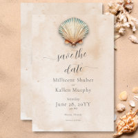 Modern Coastal Seashell Sand Wedding