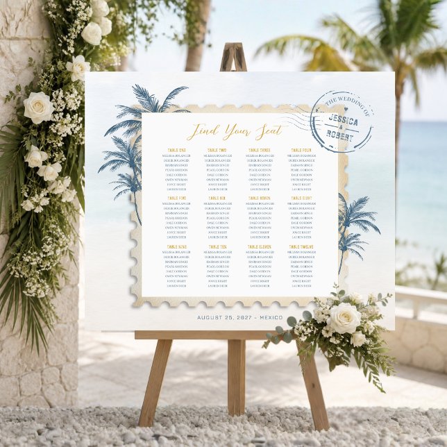Modern Coastal Stamp Wedding Seating Chart (Creator Uploaded)