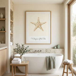 Modern Coastal Starfish Wall Art Poster