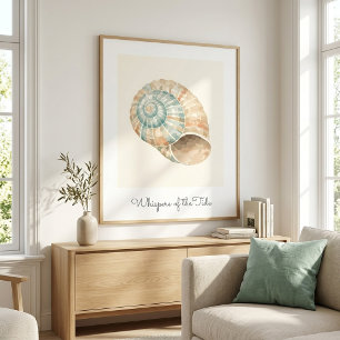 Modern Coastal Sundial Shell Wall Art Poster