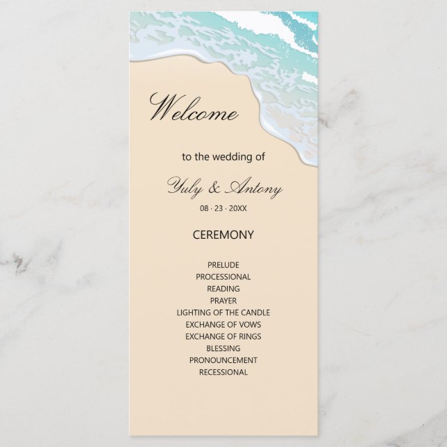 Modern Coastal Tropical Beach Wedding Order Line (Front)