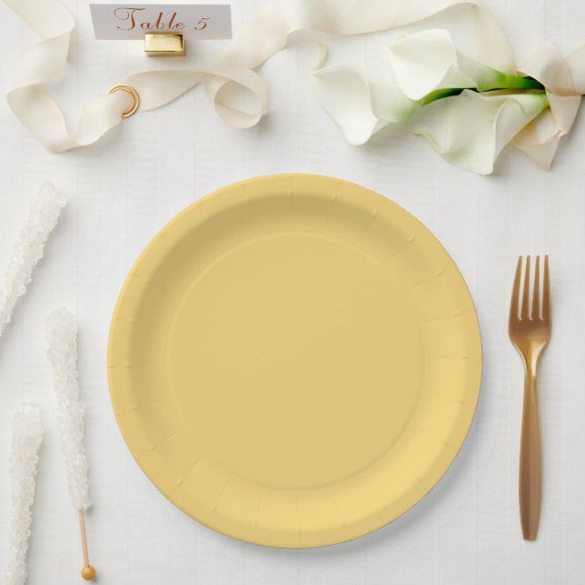 Modern coastal yellow solid paper plate (Wedding)