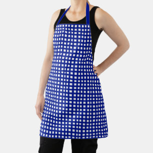 Modern Cobalt Blue and white plaid grid pattern Apron