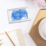 Modern Cobalt Blue Watercolor | Personalized Business Card Holder<br><div class="desc">Elegant and colourful business card holder features your name and/or business name in white,  overlaid on a vibrant watercolor inkblot in cool cobalt blue. Matching business cards and accessories also available.</div>
