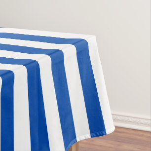 Modern Cobalt Blue Wide Stripe Tablecloth