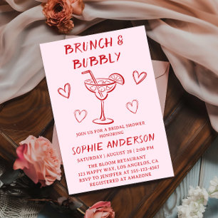Modern Cocktail Brunch & Bubbly Bridal Shower Invitation
