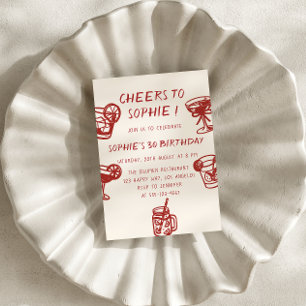 Modern Cocktail Cheers to 30 Birthday Party Invitation