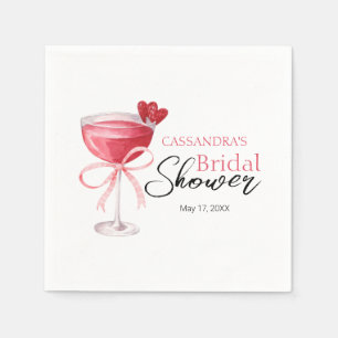 Modern Cocktail Drink Pink Bow Bridal Shower  Napkin