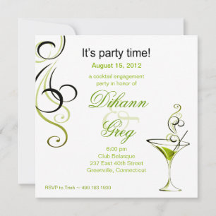 Modern Cocktail Engagement Party (lime) Invitation