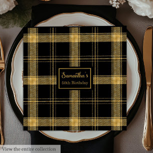 Modern Cocktail Napkins Black Gold Glitter