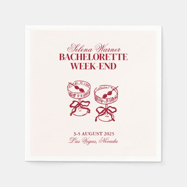 Modern Cocktails Bachelorette Weekend Napkin (Front)