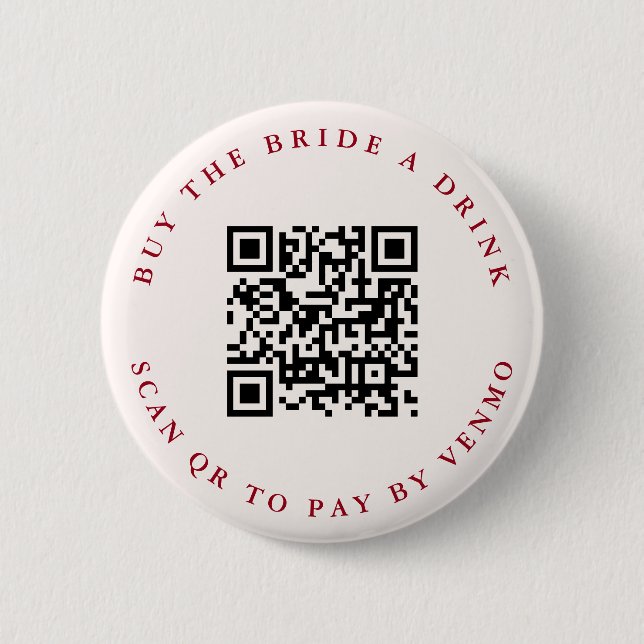 Modern Cocktails Bachelorette Weekend QR Code  2 Inch Round Button (Front)