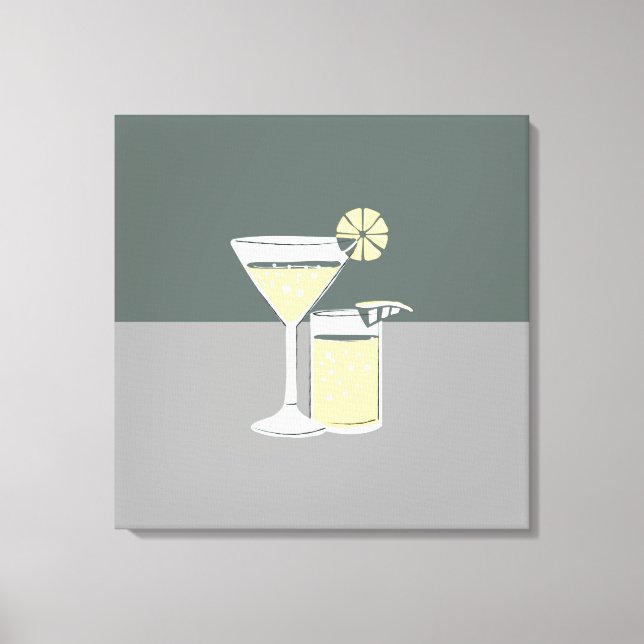 Modern Cocktails Colorblock Canvas Print (Front)