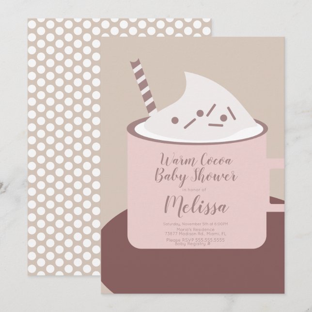 Modern Cocoa Hot Chocolate Mug Baby Shower Invitation (Front/Back)
