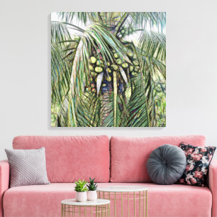 Modern Coconuts Palm Tree Tropical Greenery  Canvas Print