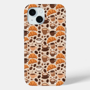 Modern Coffee Aesthetic Pattern iPhone 15 Case