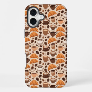 Modern Coffee Aesthetic Pattern iPhone 16 Plus Case