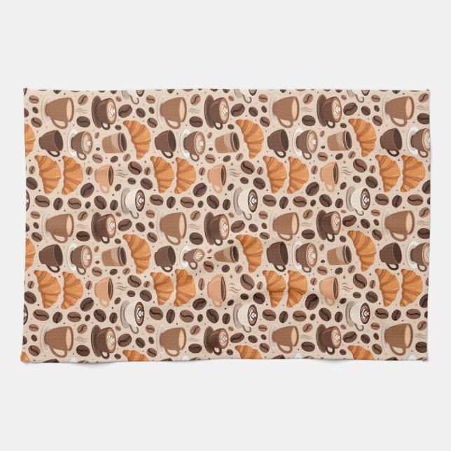 Modern Coffee Aesthetic Pattern Kitchen Towel (Horizontal)