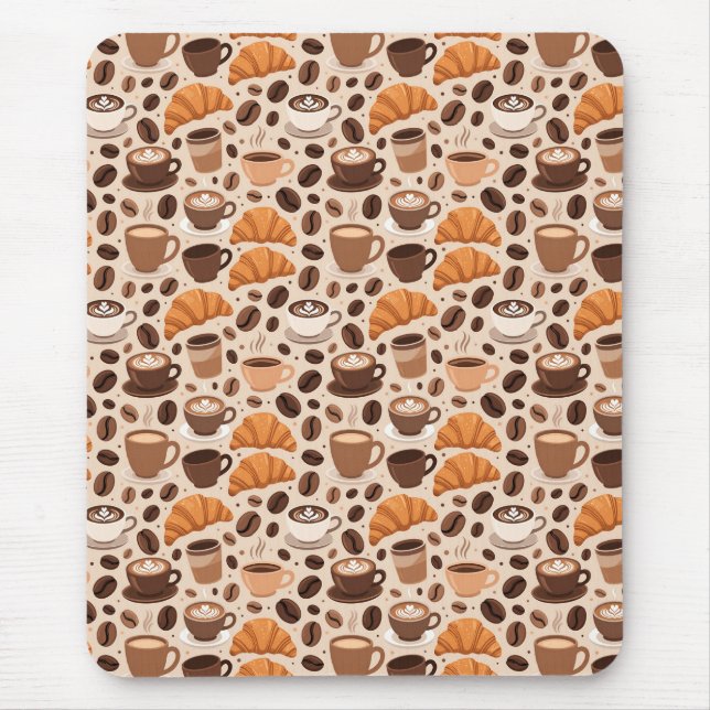 Modern Coffee Aesthetic Pattern Mouse Pad (Front)