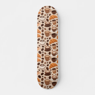 Modern Coffee Aesthetic Pattern Skateboard