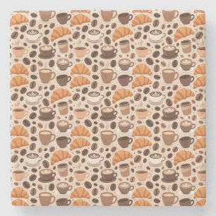 Modern Coffee Aesthetic Pattern Stone Coaster