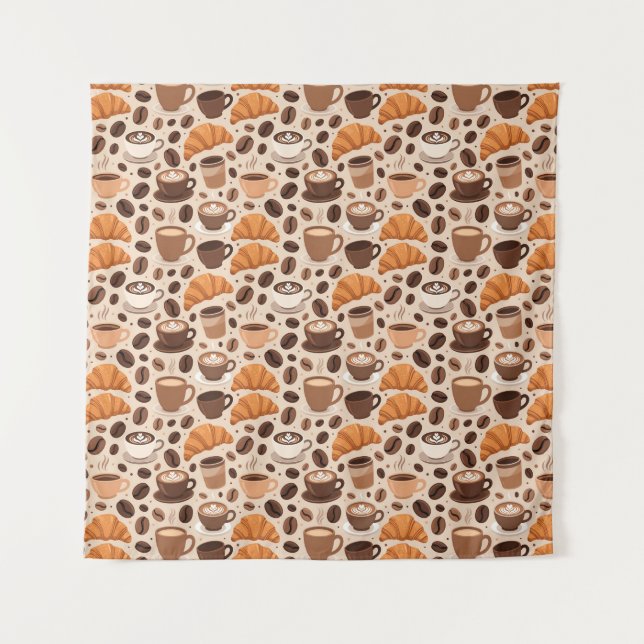 Modern Coffee Aesthetic Pattern Tapestry (Front)
